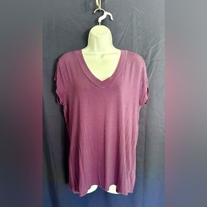 Womens Merona Plum V Neck Short Sleeve Tee XL
